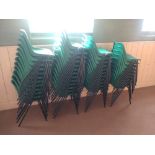 Approx 45 x Stacking chairs, 72cm high, 45cm wide, 38cm deep, seat heigh 32cm.