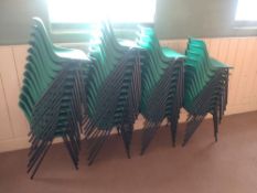 Approx 45 x Stacking chairs, 72cm high, 45cm wide, 38cm deep, seat heigh 32cm.