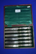 Set of Six Hallmarked Sterling Silver Butter Knives - Sheffield 1905