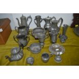 Pewter Tea and Coffee Pots, Tudric Vase, etc.