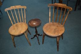 Two Beech Spindleback Chairs and a Mahogany Wine T