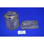 Cut Glass Crystal Silver Lidded Jar and Box, Birmingham 1908