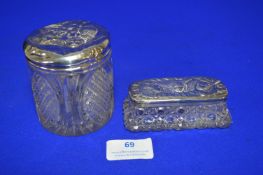 Cut Glass Crystal Silver Lidded Jar and Box, Birmingham 1908