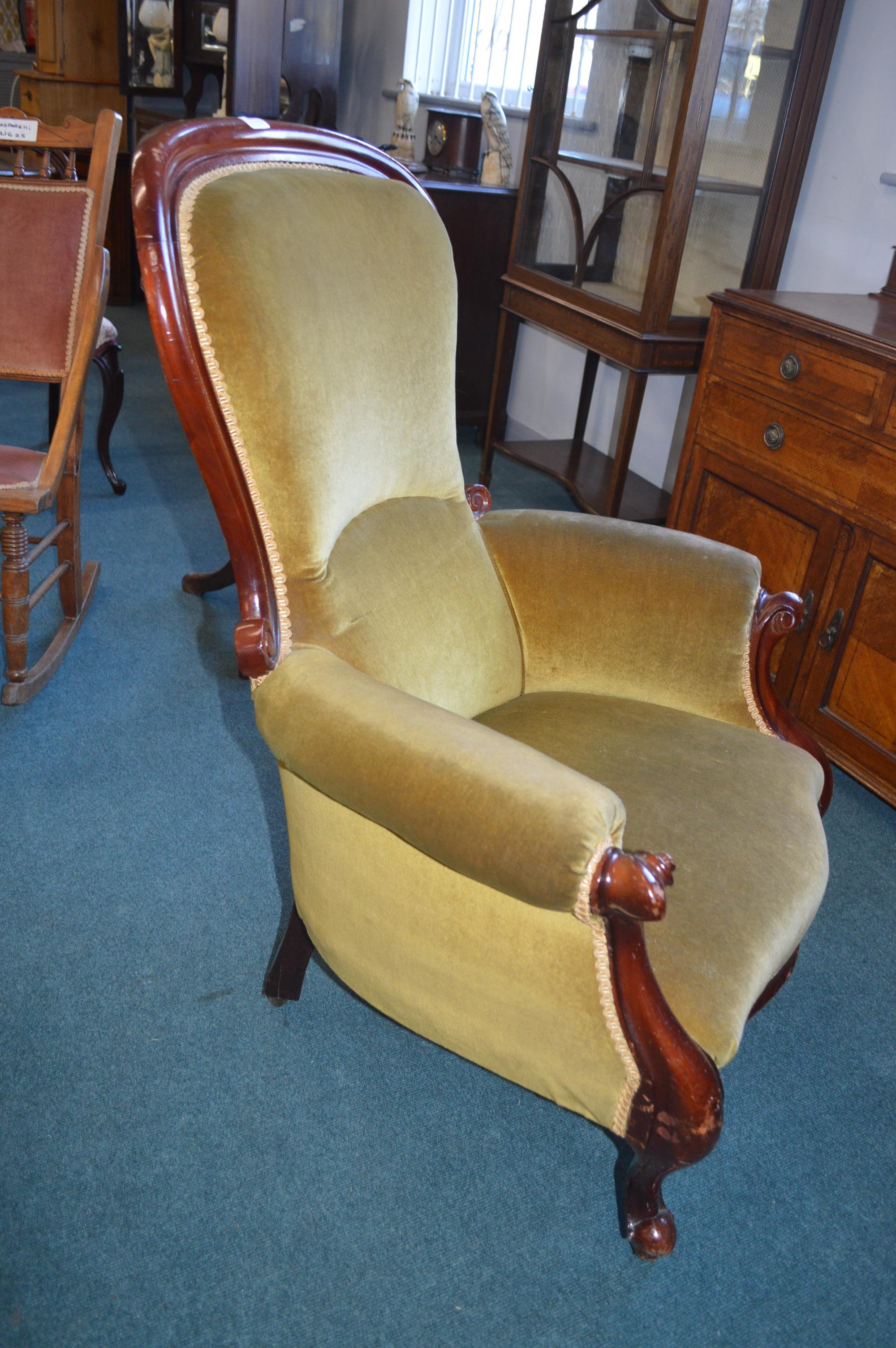 Victorian Nursing Chair with Mustard Upholstery - Image 2 of 2