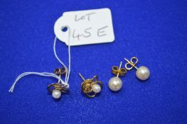 Two Pairs of 9ct Gold Ear Studs