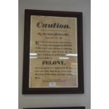 Framed Hull George III Poster Election Felony Post