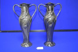 Pair of WMF Art Nouveau Pewter Vases