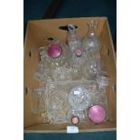 Glass Dressing Table Sets, Decanters, etc.