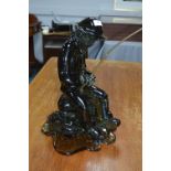 Glass Sculpture of a Fisherman Signed Rosia