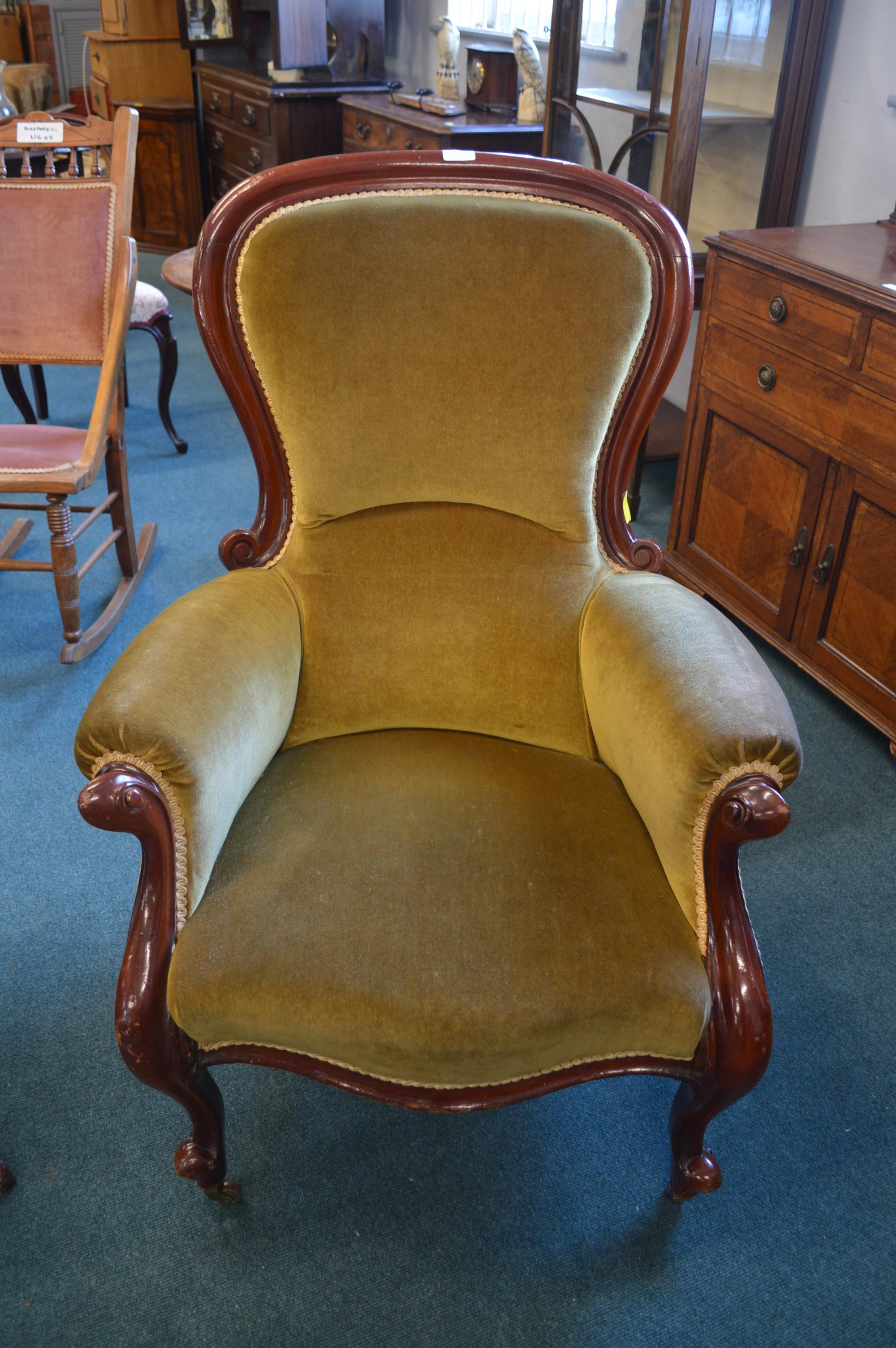 Victorian Nursing Chair with Mustard Upholstery