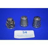 Three Hallmarked Sterling Silver Thimbles