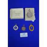 1929 Hallmarked Sterling Silver Tug of War medal plus Three Hull Silver Medallions