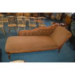Victorian Chaise Lounge with Brown Velvet Upholstery