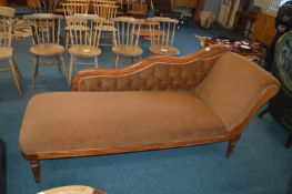 Victorian Chaise Lounge with Brown Velvet Upholstery