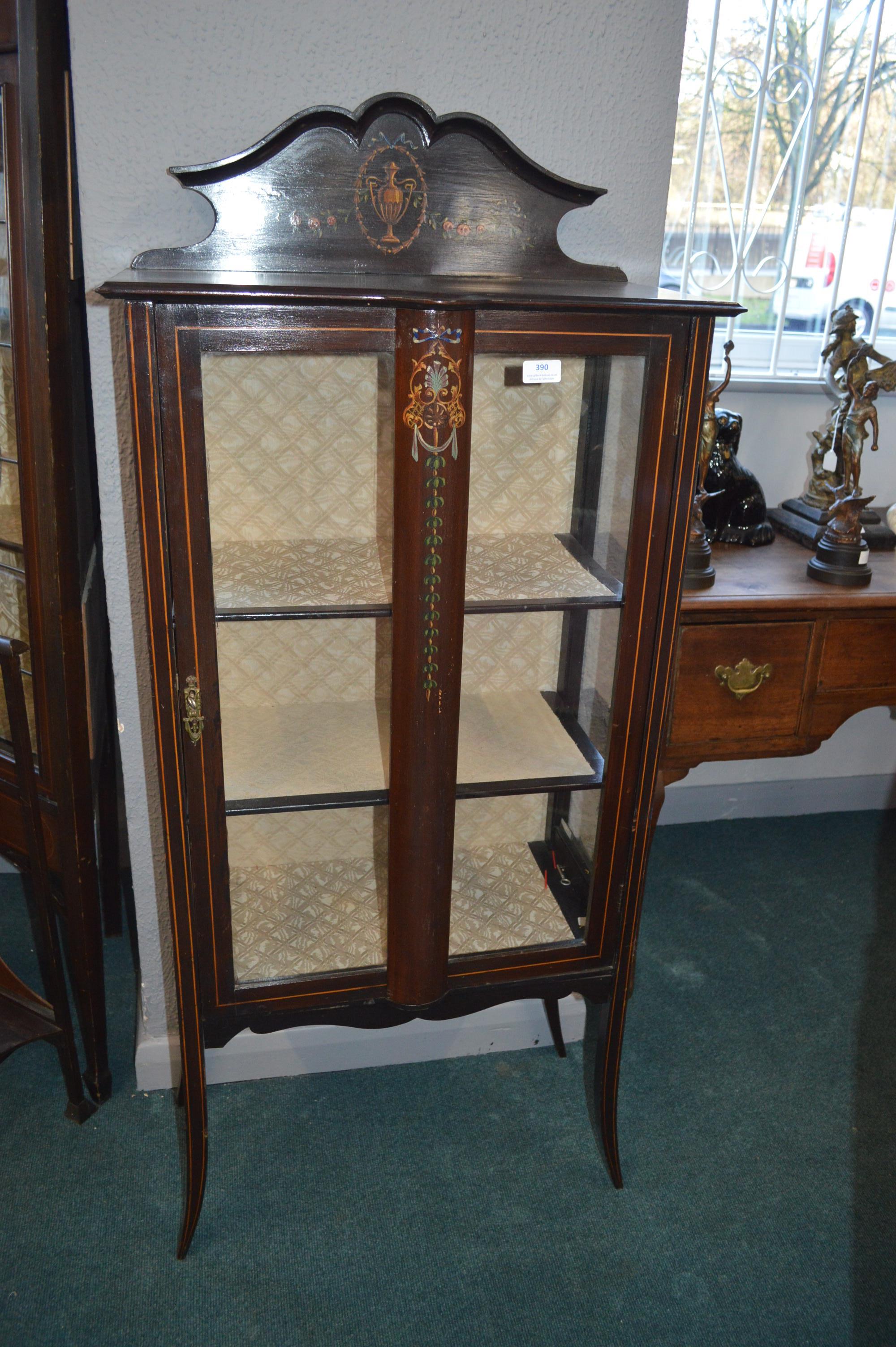 Edwardian Glazed & Painted Inlaid Display Cabinet - Image 2 of 4