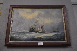 Oil on Canvas Trawler Scene by Jack Rigg