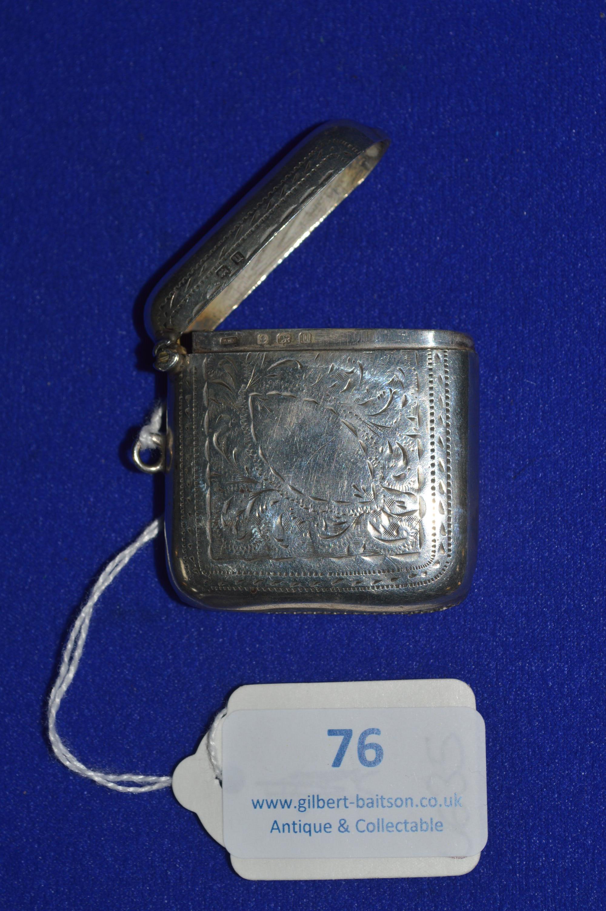 Hallmarked Sterling Silver Vesta Case, Birmingham 1919