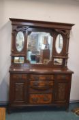 Mahogany Bow Front Mirrored Back Sideboard circa 1