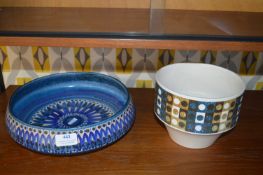 Large Danish Blue Studio Pottery Vase plus Hornsea