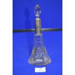 Large Cut Glass Lead Crystal Scent Bottle with Silver Collar (indistinct hallmarks)