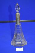 Large Cut Glass Lead Crystal Scent Bottle with Silver Collar (indistinct hallmarks)