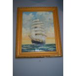 Framed Watercolour of a Sailing Ship by J. Marshal