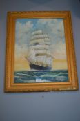 Framed Watercolour of a Sailing Ship by J. Marshal