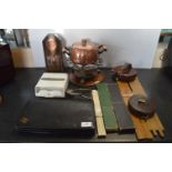 Vintage Fondue Set, Slide Rules, Clock, Bag, etc.