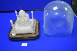 Carved Miniature Taj Mahal in Original Glass Dome