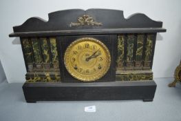 Large Mantel Clock with Marble Effect Columns