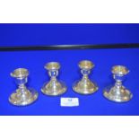Set of Four Hallmarked Sterling Silver Dwarf Candlesticks, Birmingham 1968