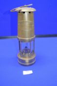 Brass Welsh Miner's Lamp by Thomas & Williams Aber