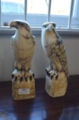 Pair of Marble Eagle Sculptures