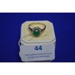9k Gold Ring with Green Stone Size: Q ~3g gross