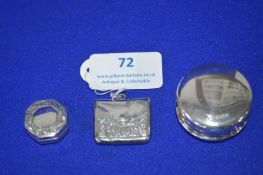 Hallmarked Sterling Silver Stamp Case, Vinaigrette, and Pill Box