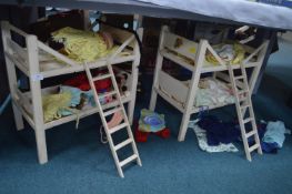 Two 1960's Dolls Bunkbeds plus Dolls and Clothing