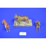 Three Cold Painted Dog Figures