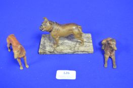 Three Cold Painted Dog Figures