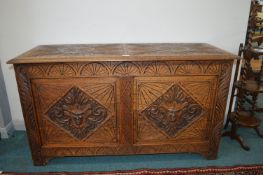 Carved Oak Chest with Green Man Design
