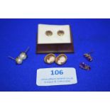 Four Pairs of 9k Gold Ear Studs