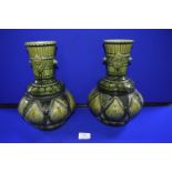 Pair of Samuel Leah Victorian Majolica Vases
