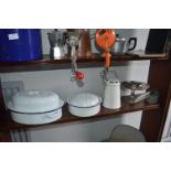 Enamel Kitchenware, Chocolate Moulds, Cake Stand,