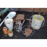 Cast Iron Scales, Enamel Buckets, Watering Can, Ga