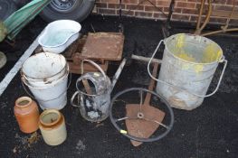 Cast Iron Scales, Enamel Buckets, Watering Can, Ga