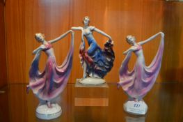 Three Continental 1920's Porcelain Dancer Figurine