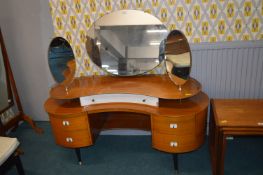 1960' Kidney Shaped Triple Mirror Dressing Table