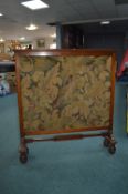 Tapestry Fire Screen with Ball & Claw Feet