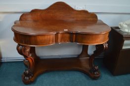 Victorian Mahogany Serving Table with Carved Suppo