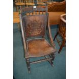 Rocking Chair with Floral Design Paneled Seat & Ba