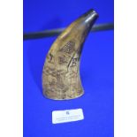 Horn Powder Flask Inscribed Charles Rex 1668